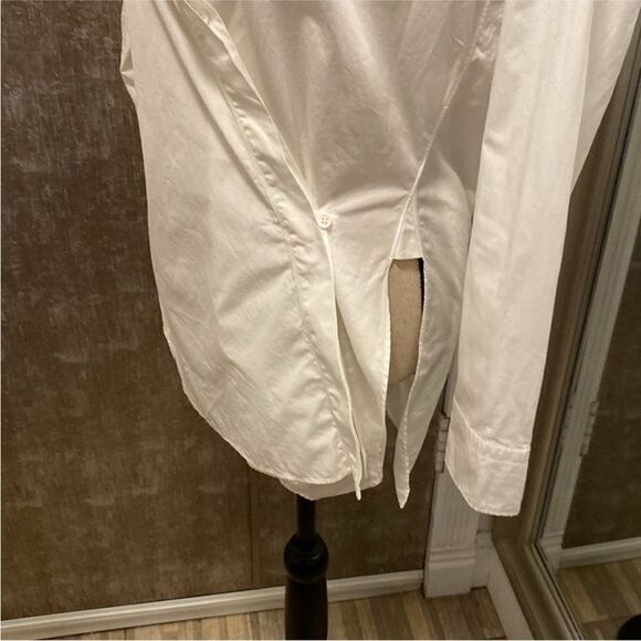 Helmut Lang Cream Asymmetrical Wrap Blouse with Mandarin Collar, XS - Picture 4 of 9